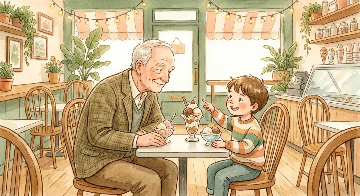 A grandparent and older child sharing a special outing together