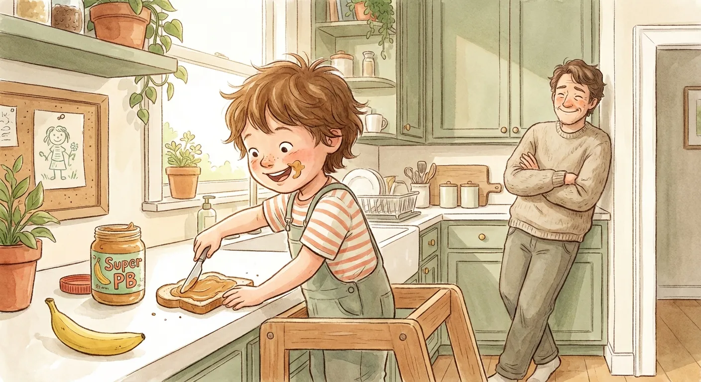 Child independently choosing clothes with a visual checklist