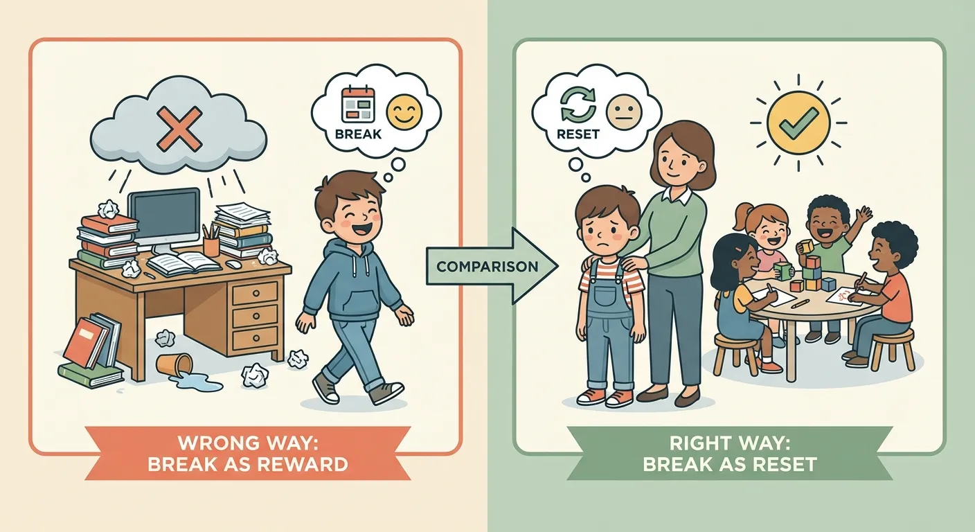 Diagram showing the difference between a break that rewards versus a break that resets
