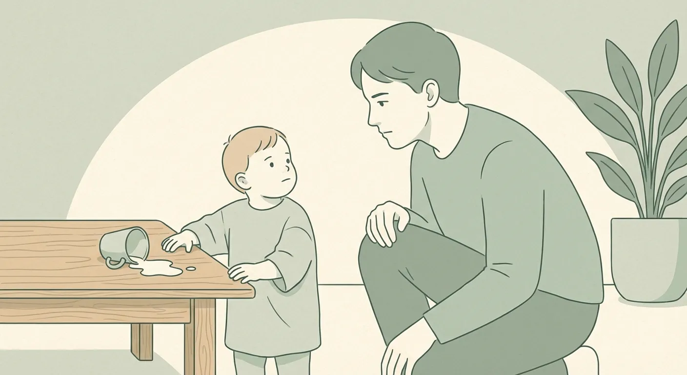 A parent giving a calm, meaningful look to a child