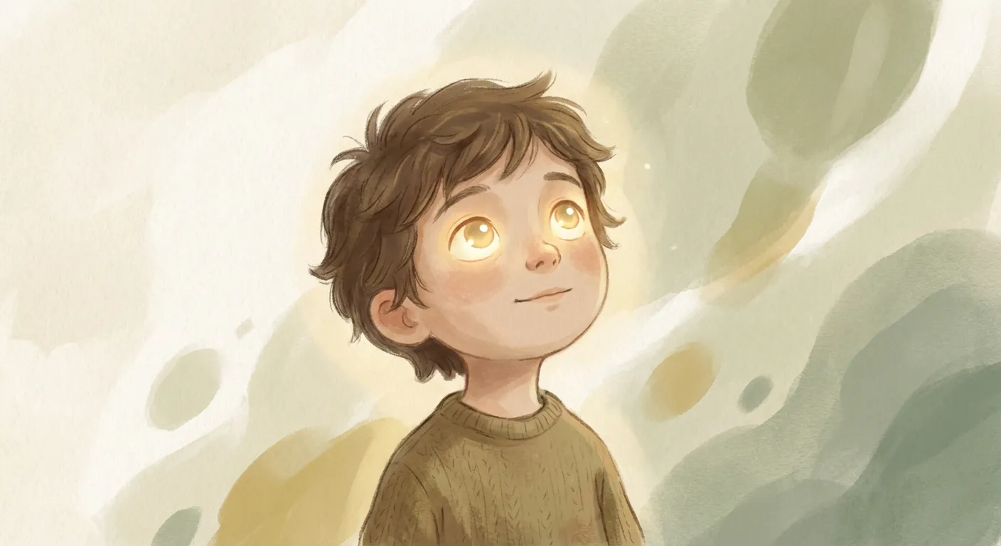 A child looking up with bright, clear eyes -- perception as superpower