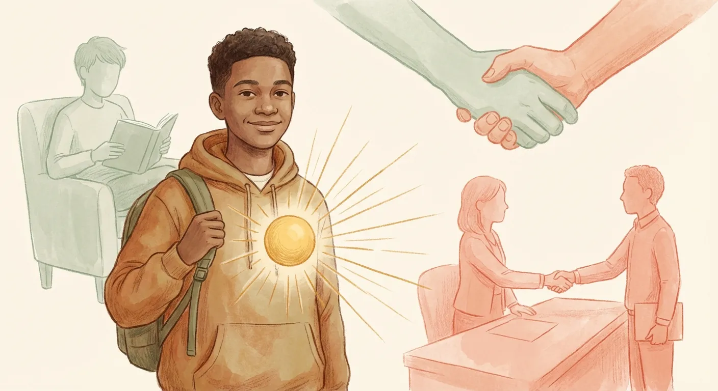 Teen radiating inner confidence through small daily wins