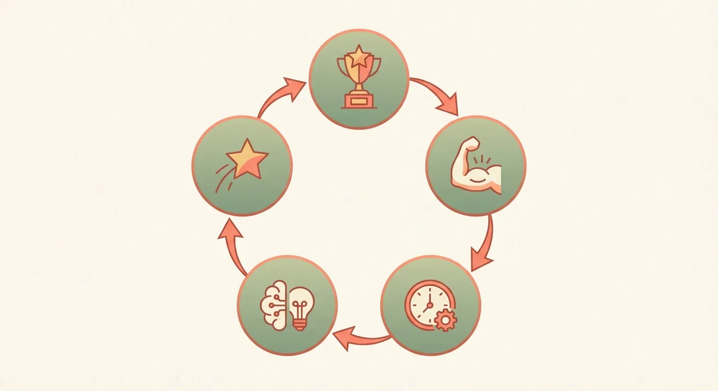 The Momentum Loop: Win leads to Confidence, which drives Practice, which builds Skill, which produces more Wins