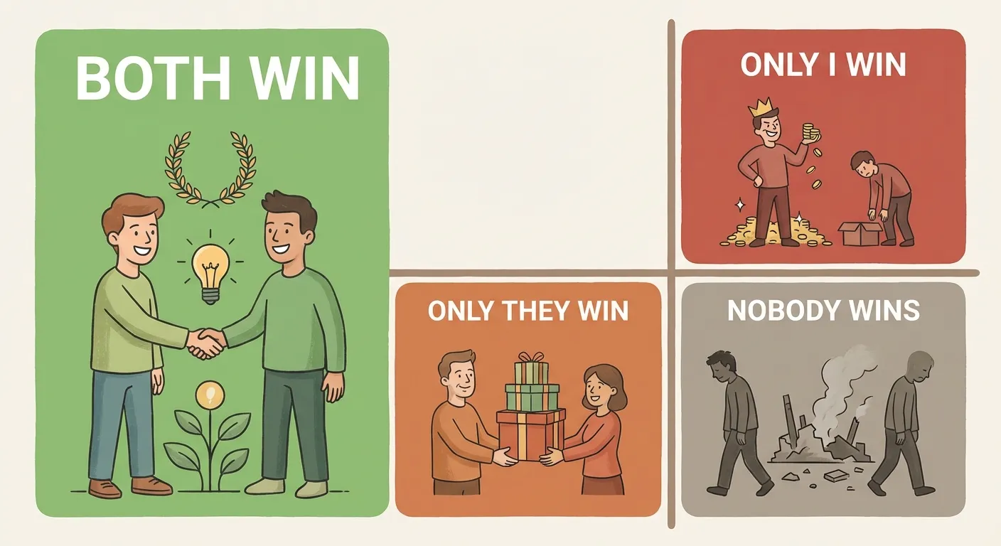 Four interaction styles: Both Gain, Only I Gain, Only They Gain, Nobody Gains