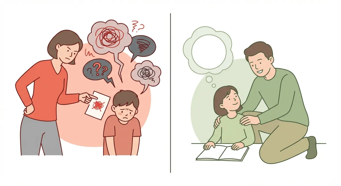 Two paths after a child's error: correction creates stress, silence preserves clarity