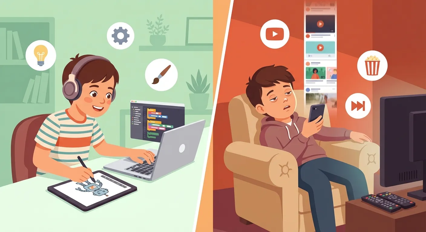 Comparison of creative vs consumptive screen time