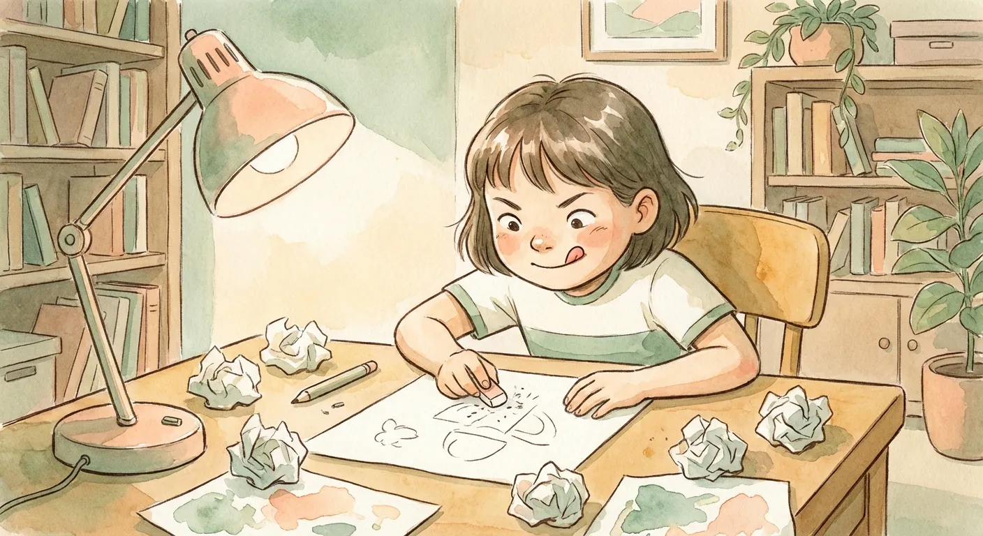 A parent and child sitting together on the floor, the child showing what they built, the parent leaning in with genuine interest