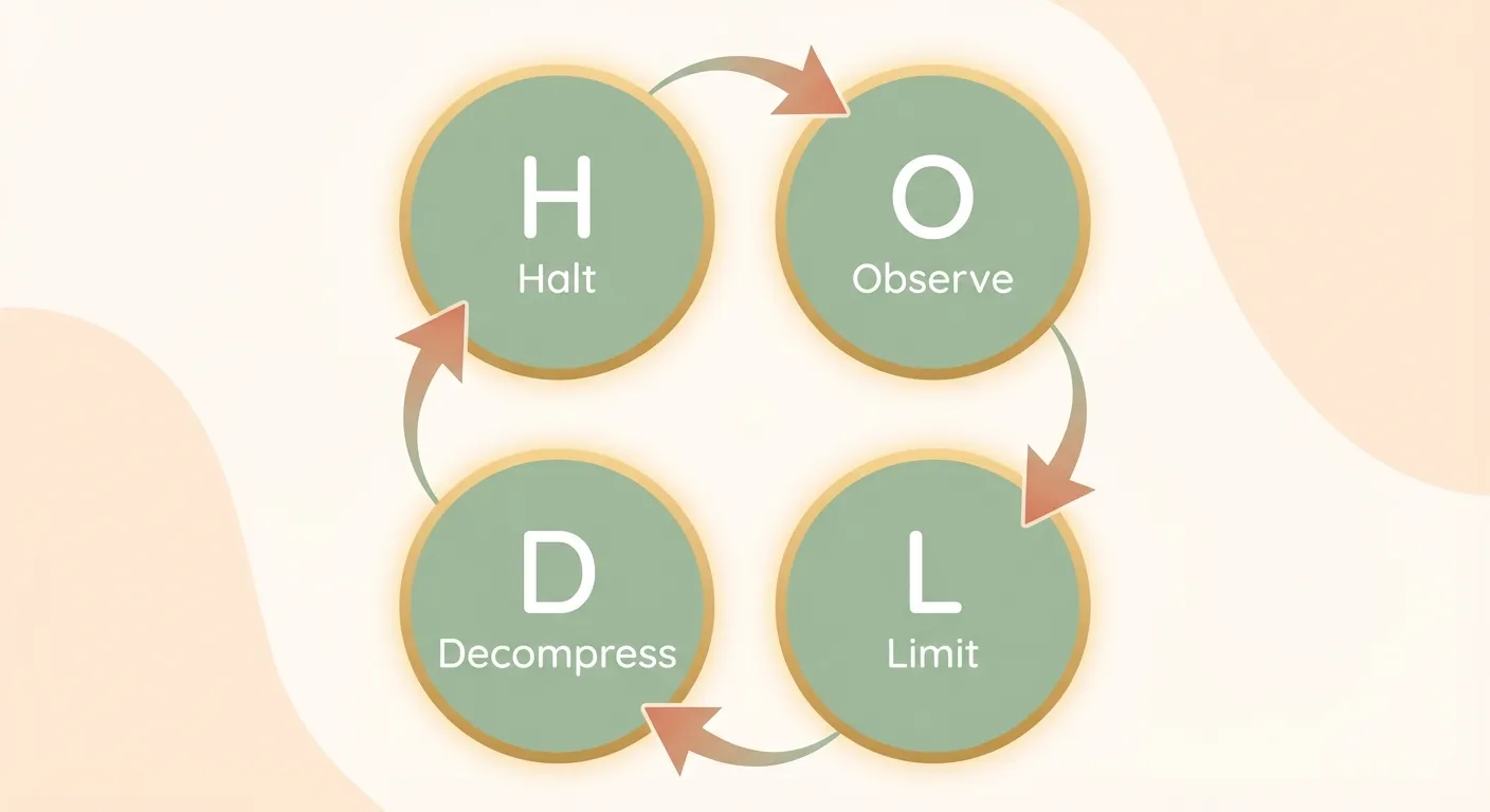 HOLD method: Halt, Observe, Limit, Decompress