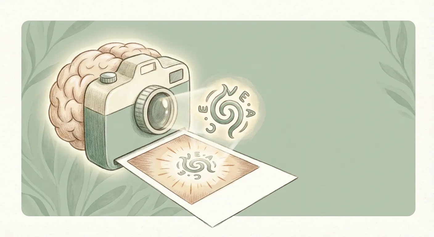 A child's brain photographing a word, storing a perfect visual image