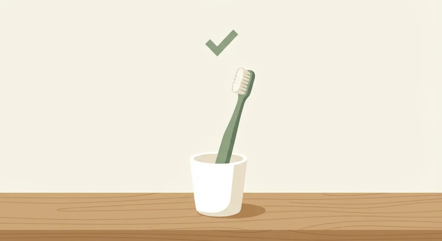 Toothbrush in cup with checkmark representing backward chaining method