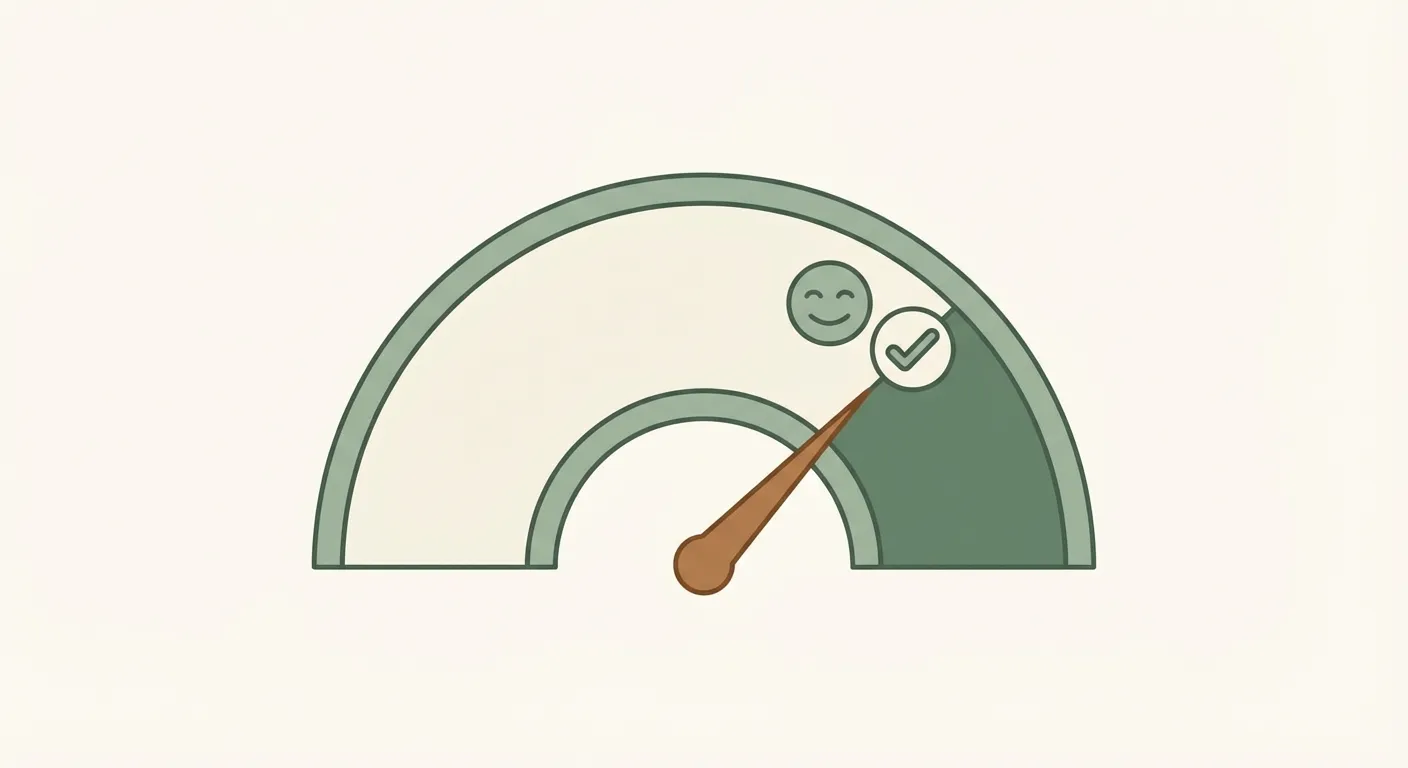 A warm illustration of a bank gauge showing parental authority in the green zone, symbolizing a surplus of trust and connection