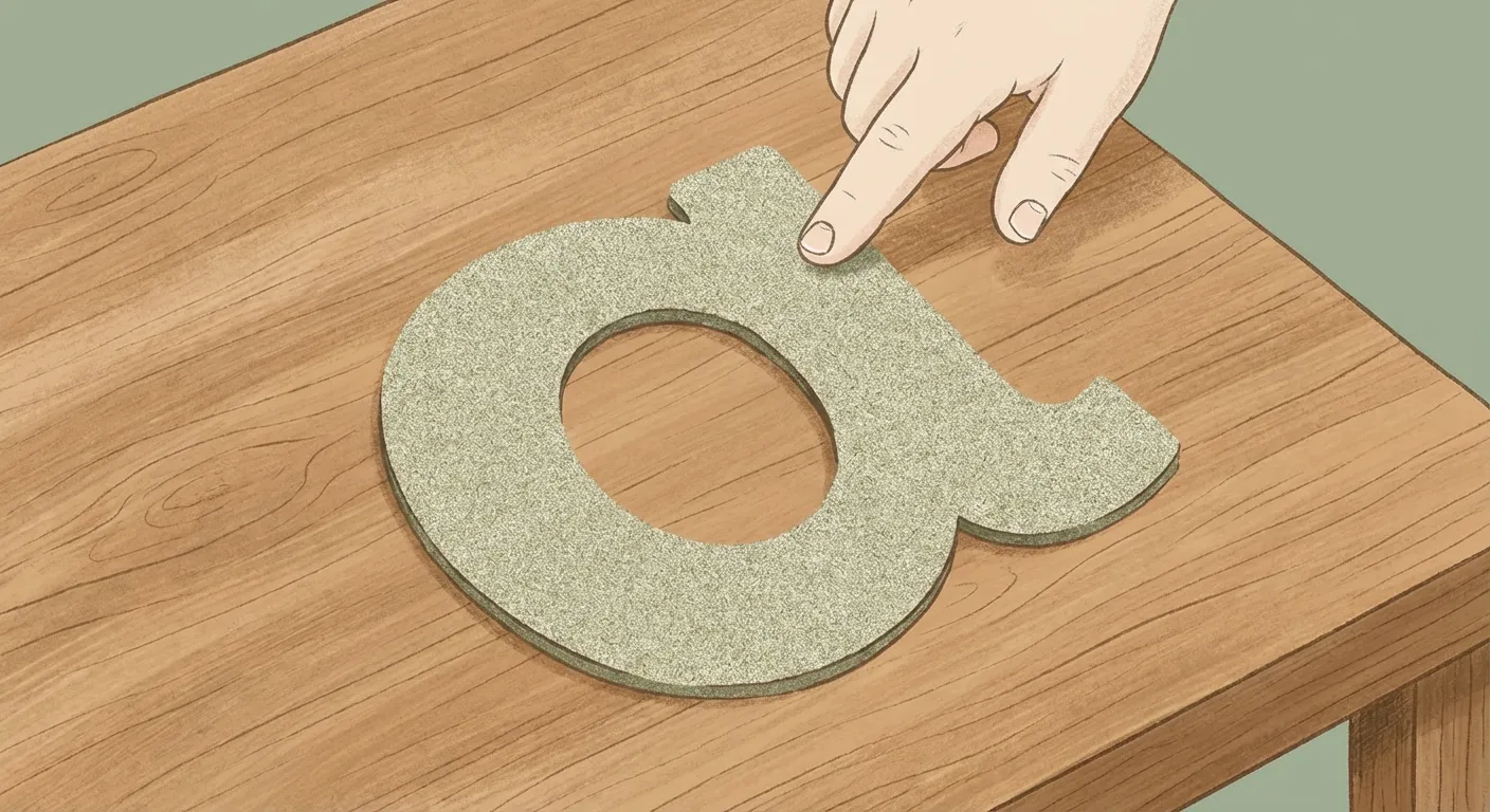 Child tracing a sandpaper letter mounted on a card with fingertips