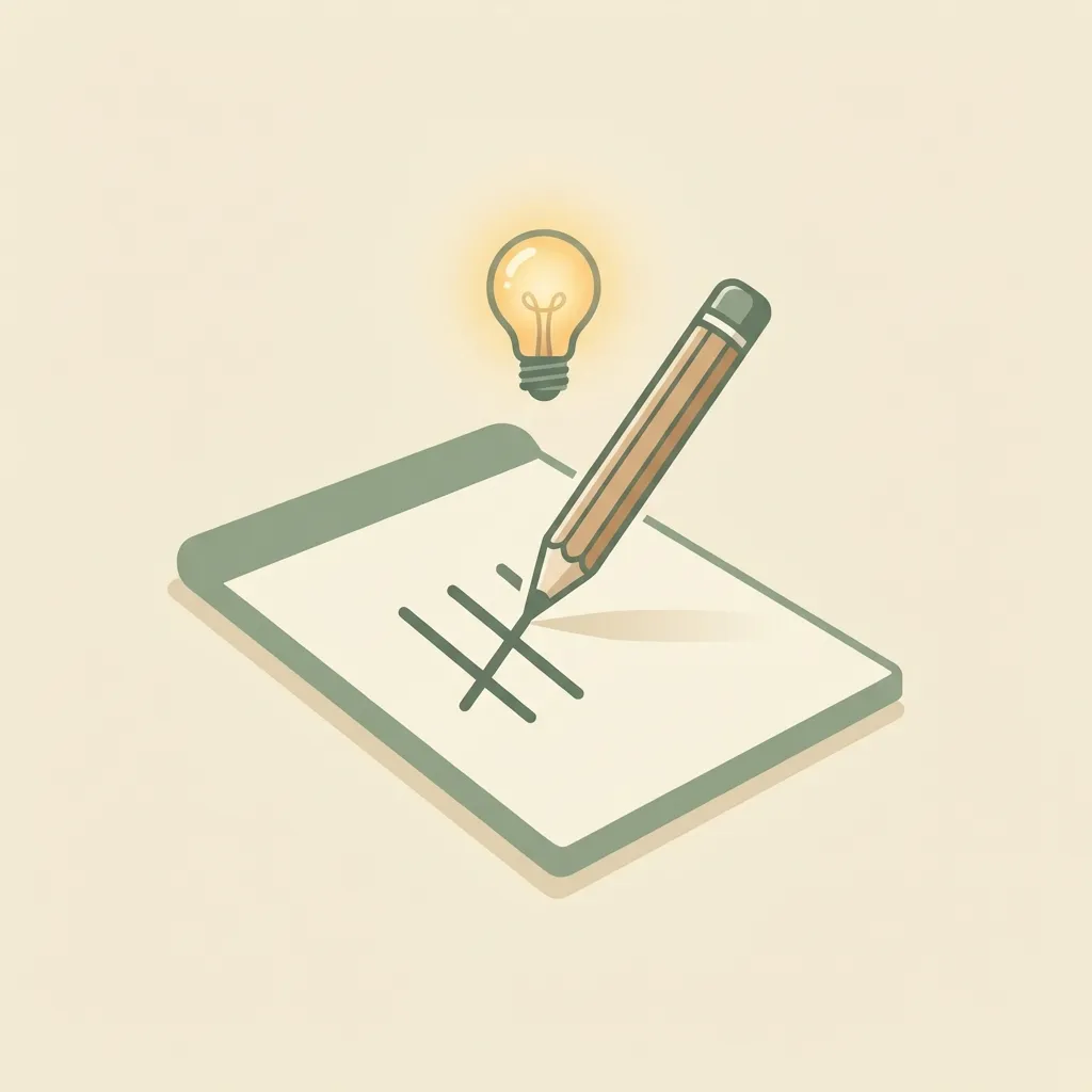 Warm illustration of a pencil making a tally mark with a lightbulb moment, representing the simplicity of behavior tracking
