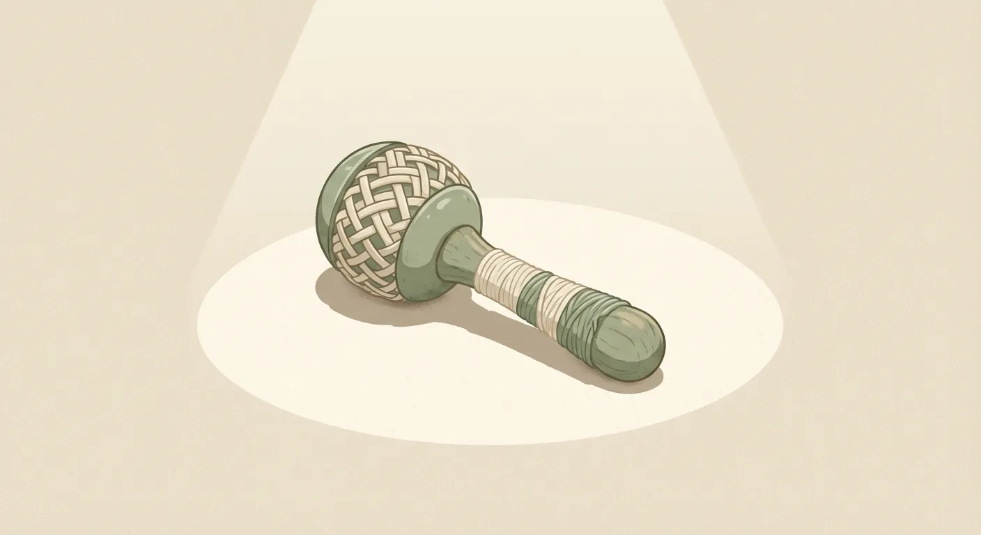 Warm illustration of a mother and toddler examining a small flower together in soft morning light